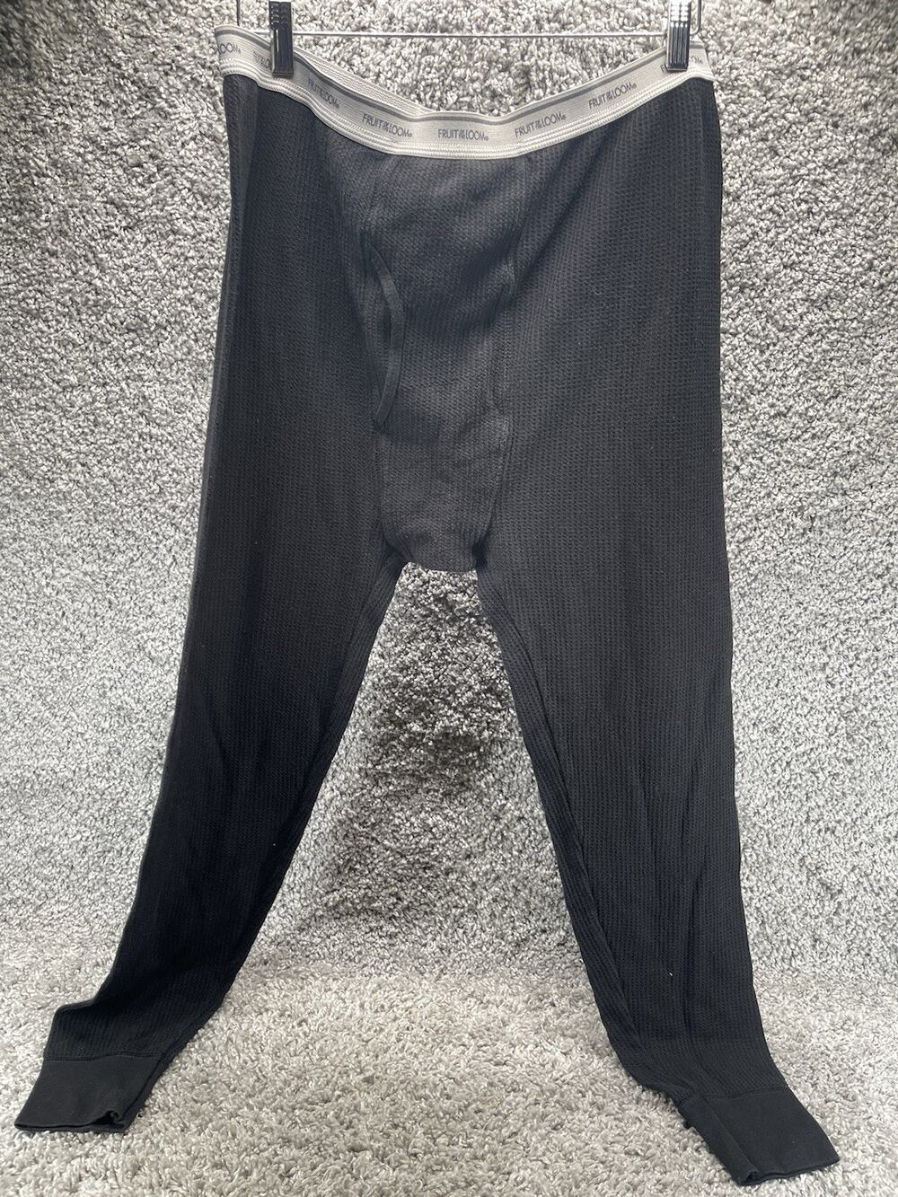 Fruit Of The Loom Men's Thermal Pant Size XLarge Color Black Warm Lightweight